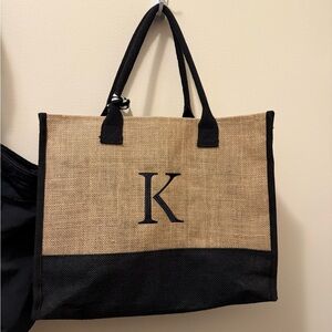 Monogrammed Tote Bag with Black Accents